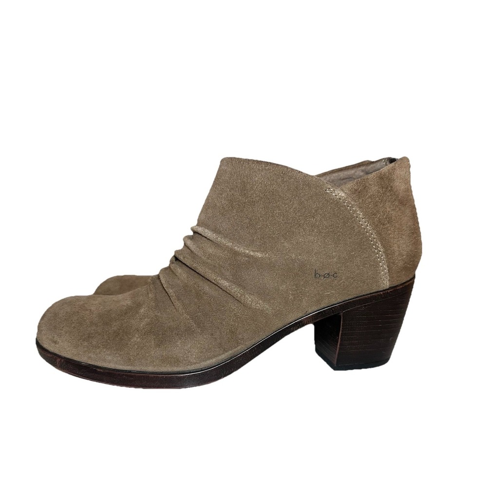 BOC Women Settle Light Brown Leather Suede Slouch Ruched Ankle Boots Booties 10
